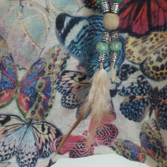 Womens S Print Butterflys Multicolor Knit Sweater - Picture 4 of 4